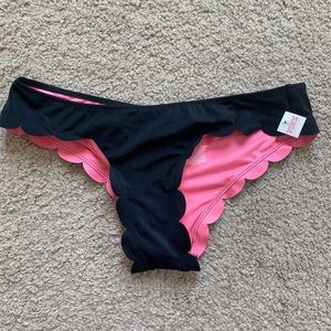 VS PINK black scalloped cheeky swim bottoms size S